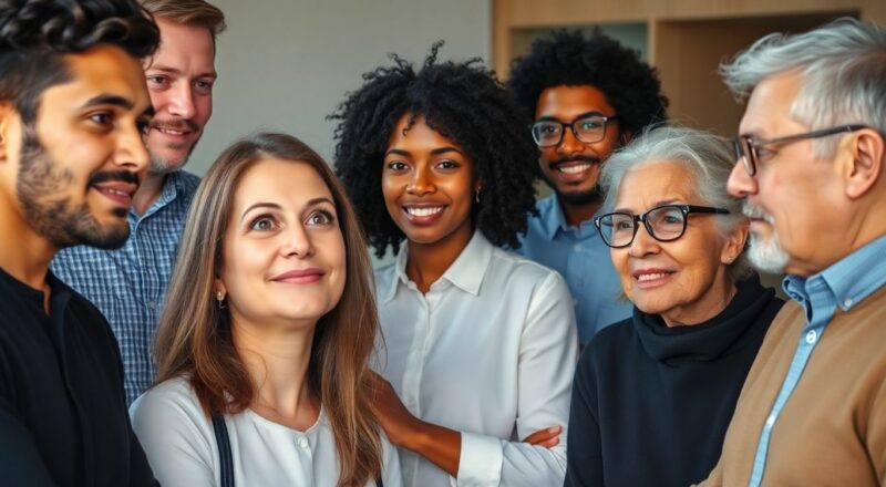 Personnes d'âges variés réfléchissant à leur parcours professionnel.